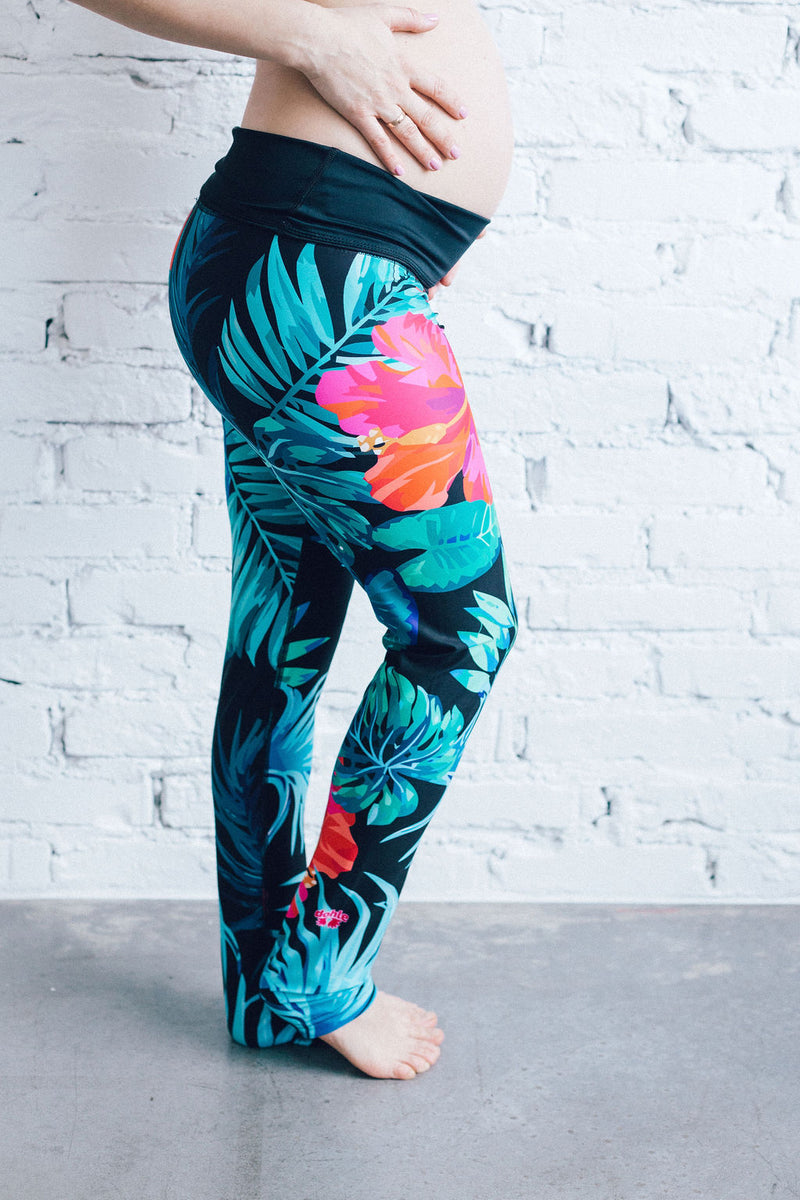 Jungle Flowers Maternity Sports Leggings