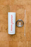 Mom Power 20 oz szigetelt pohár, szorosan illeszkedő fedéllel és újrafelhasználható szívószállal