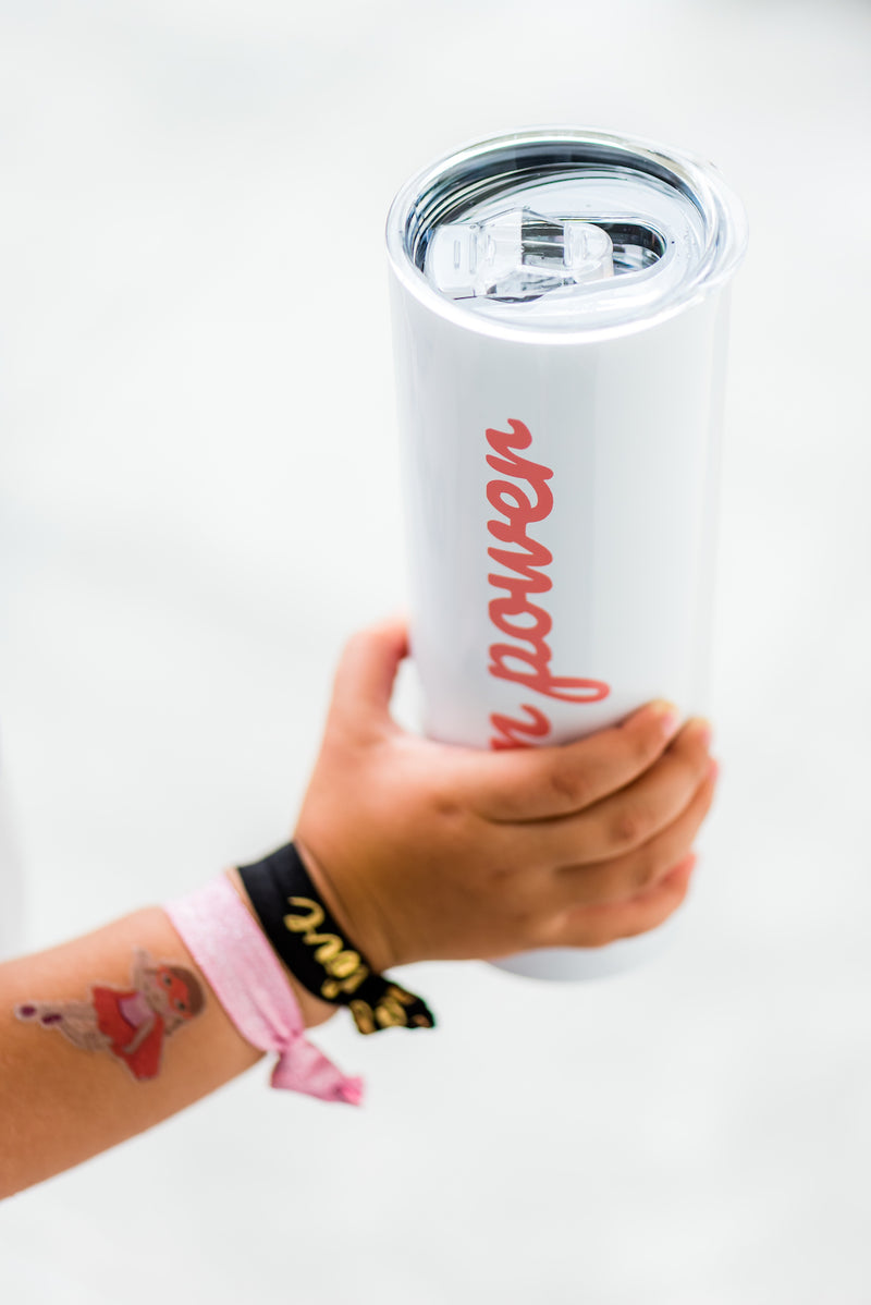 Mom Power 20 oz Insulated Tumbler with Snug-Fit Lid and Reusable Straw